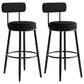 Modern Armless Backrest Counter Stool Iron Dining Room Bar Stool with Cushion and Pedal Black 2 Piece Set Clearhalo 'Bar Furniture' 'Bar Stools' 'bar_stools' 'furn' 'furn_bar_stools' 'Furniture' 'furniture_bar_stools' 'Kitchen & Dining Furniture' 5066792