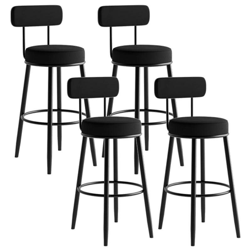 Modern Armless Backrest Counter Stool Iron Dining Room Bar Stool with Cushion and Pedal Black 4 Piece Set Clearhalo 'Bar Furniture' 'Bar Stools' 'bar_stools' 'furn' 'furn_bar_stools' 'Furniture' 'furniture_bar_stools' 'Kitchen & Dining Furniture' 5066793