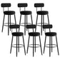 Modern Armless Backrest Counter Stool Iron Dining Room Bar Stool with Cushion and Pedal Black 6 Piece Set Clearhalo 'Bar Furniture' 'Bar Stools' 'bar_stools' 'furn' 'furn_bar_stools' 'Furniture' 'furniture_bar_stools' 'Kitchen & Dining Furniture' 5066794
