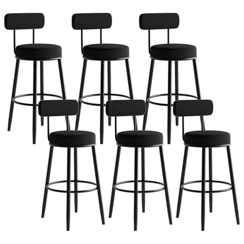Modern Armless Backrest Counter Stool Iron Dining Room Bar Stool with Cushion and Pedal Black 6 Piece Set Clearhalo 'Bar Furniture' 'Bar Stools' 'bar_stools' 'furn' 'furn_bar_stools' 'Furniture' 'furniture_bar_stools' 'Kitchen & Dining Furniture' 5066794