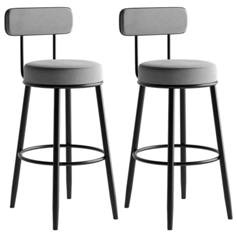 Modern Armless Backrest Counter Stool Iron Dining Room Bar Stool with Cushion and Pedal Grey 2 Piece Set Clearhalo 'Bar Furniture' 'Bar Stools' 'bar_stools' 'furn' 'furn_bar_stools' 'Furniture' 'furniture_bar_stools' 'Kitchen & Dining Furniture' 5066796