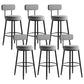 Modern Armless Backrest Counter Stool Iron Dining Room Bar Stool with Cushion and Pedal Grey 6 Piece Set Clearhalo 'Bar Furniture' 'Bar Stools' 'bar_stools' 'furn' 'furn_bar_stools' 'Furniture' 'furniture_bar_stools' 'Kitchen & Dining Furniture' 5066798