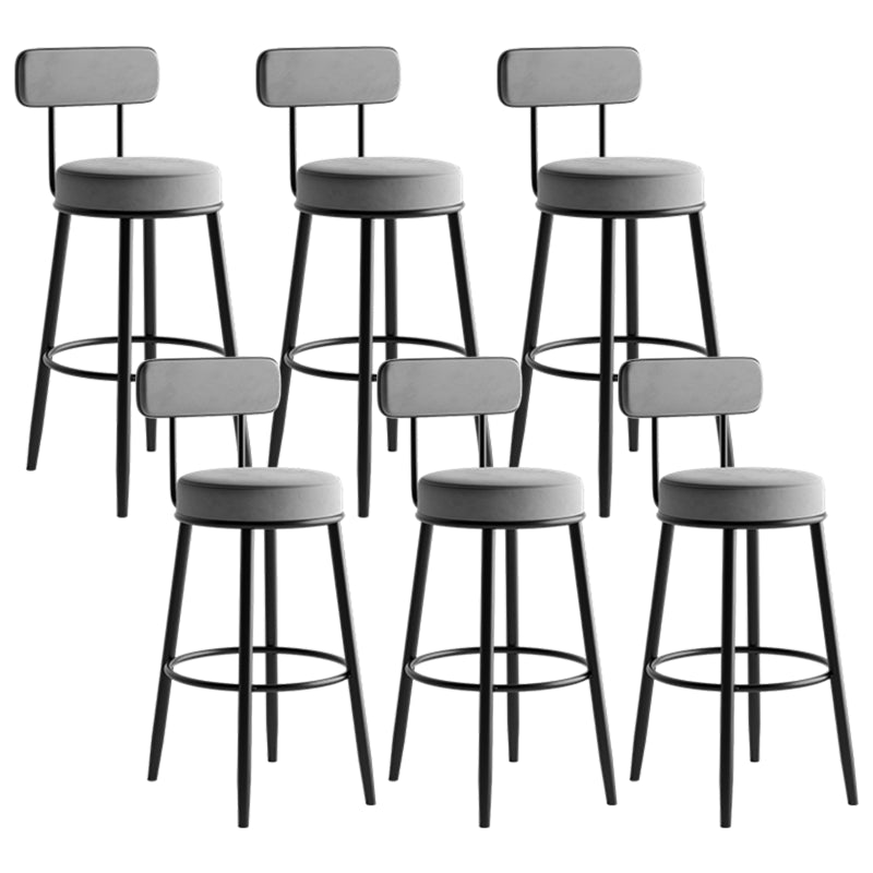 Modern Armless Backrest Counter Stool Iron Dining Room Bar Stool with Cushion and Pedal Grey 6 Piece Set Clearhalo 'Bar Furniture' 'Bar Stools' 'bar_stools' 'furn' 'furn_bar_stools' 'Furniture' 'furniture_bar_stools' 'Kitchen & Dining Furniture' 5066798