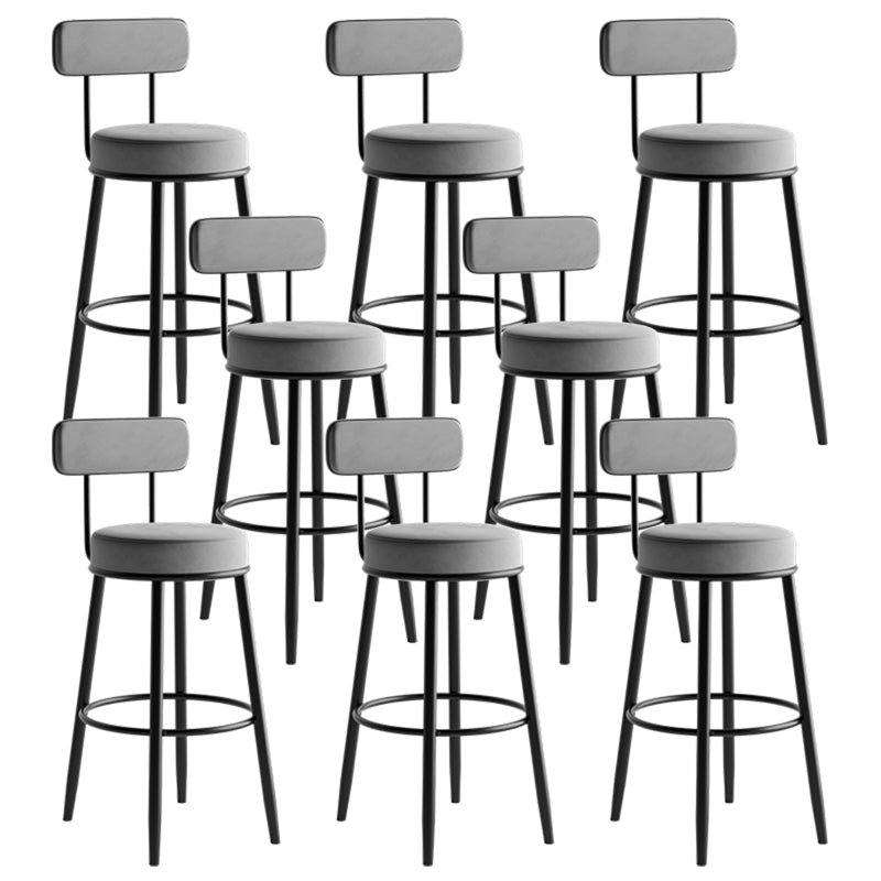 Modern Armless Backrest Counter Stool Iron Dining Room Bar Stool with Cushion and Pedal Grey 8 Piece Set Clearhalo 'Bar Furniture' 'Bar Stools' 'bar_stools' 'furn' 'furn_bar_stools' 'Furniture' 'furniture_bar_stools' 'Kitchen & Dining Furniture' 5066799