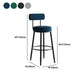 Modern Armless Backrest Counter Stool Iron Dining Room Bar Stool with Cushion and Pedal Clearhalo 'Bar Furniture' 'Bar Stools' 'bar_stools' 'furn' 'furn_bar_stools' 'Furniture' 'furniture_bar_stools' 'Kitchen & Dining Furniture' 5066801