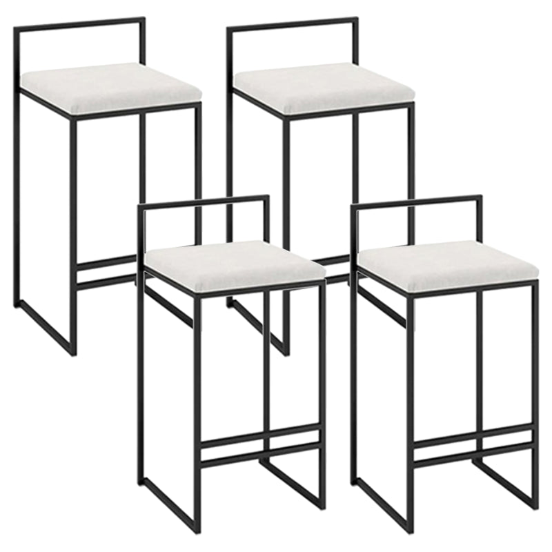 Modern Backrest Armless Counter Stool Iron Cafe Bar Stool with Velvet Cushion and Pedal White 4 Piece Set Clearhalo 'Bar Furniture' 'Bar Stools' 'bar_stools' 'furn' 'furn_bar_stools' 'Furniture' 'furniture_bar_stools' 'Kitchen & Dining Furniture' 5066804