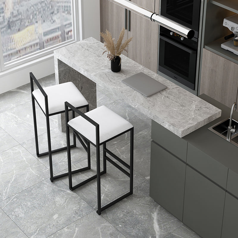 Modern Backrest Armless Counter Stool Iron Cafe Bar Stool with Velvet Cushion and Pedal Clearhalo 'Bar Furniture' 'Bar Stools' 'bar_stools' 'furn' 'furn_bar_stools' 'Furniture' 'furniture_bar_stools' 'Kitchen & Dining Furniture' 5066806