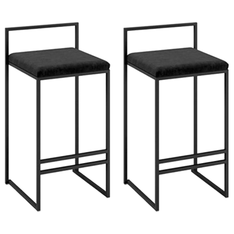 Modern Backrest Armless Counter Stool Iron Cafe Bar Stool with Velvet Cushion and Pedal Black 2 Piece Set Clearhalo 'Bar Furniture' 'Bar Stools' 'bar_stools' 'furn' 'furn_bar_stools' 'Furniture' 'furniture_bar_stools' 'Kitchen & Dining Furniture' 5066810