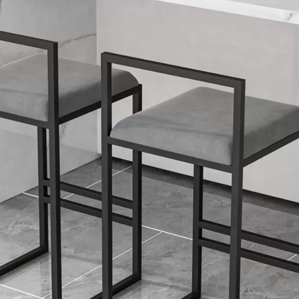 Modern Backrest Armless Counter Stool Iron Cafe Bar Stool with Velvet Cushion and Pedal Clearhalo 'Bar Furniture' 'Bar Stools' 'bar_stools' 'furn' 'furn_bar_stools' 'Furniture' 'furniture_bar_stools' 'Kitchen & Dining Furniture' 5066812