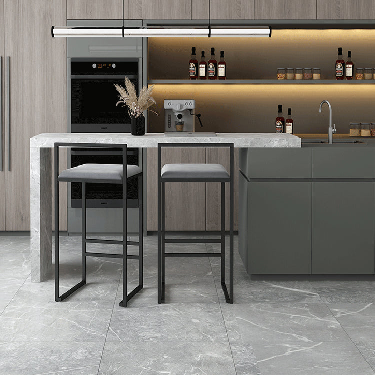 Modern Backrest Armless Counter Stool Iron Cafe Bar Stool with Velvet Cushion and Pedal Clearhalo 'Bar Furniture' 'Bar Stools' 'bar_stools' 'furn' 'furn_bar_stools' 'Furniture' 'furniture_bar_stools' 'Kitchen & Dining Furniture' 5066817