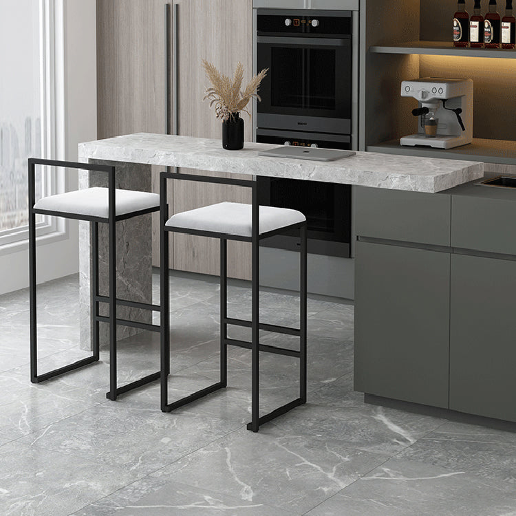Modern Backrest Armless Counter Stool Iron Cafe Bar Stool with Velvet Cushion and Pedal Clearhalo 'Bar Furniture' 'Bar Stools' 'bar_stools' 'furn' 'furn_bar_stools' 'Furniture' 'furniture_bar_stools' 'Kitchen & Dining Furniture' 5066818