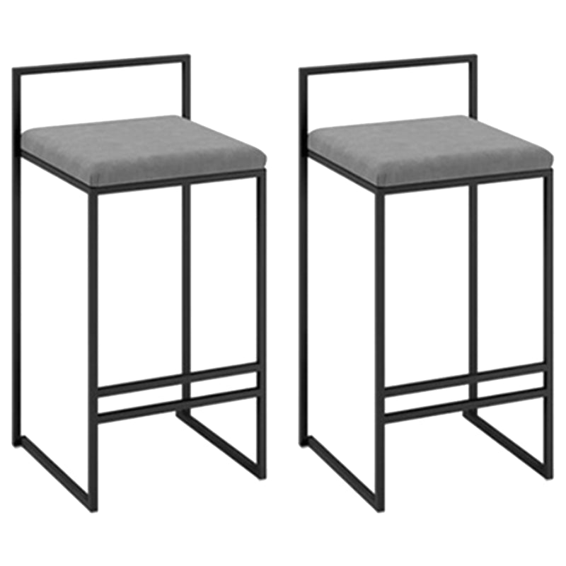 Modern Backrest Armless Counter Stool Iron Cafe Bar Stool with Velvet Cushion and Pedal Gray 2 Piece Set Clearhalo 'Bar Furniture' 'Bar Stools' 'bar_stools' 'furn' 'furn_bar_stools' 'Furniture' 'furniture_bar_stools' 'Kitchen & Dining Furniture' 5066819