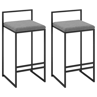Modern Backrest Armless Counter Stool Iron Cafe Bar Stool with Velvet Cushion and Pedal Gray 2 Piece Set Clearhalo 'Bar Furniture' 'Bar Stools' 'bar_stools' 'furn' 'furn_bar_stools' 'Furniture' 'furniture_bar_stools' 'Kitchen & Dining Furniture' 5066819