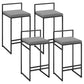 Modern Backrest Armless Counter Stool Iron Cafe Bar Stool with Velvet Cushion and Pedal Gray 4 Piece Set Clearhalo 'Bar Furniture' 'Bar Stools' 'bar_stools' 'furn' 'furn_bar_stools' 'Furniture' 'furniture_bar_stools' 'Kitchen & Dining Furniture' 5066821
