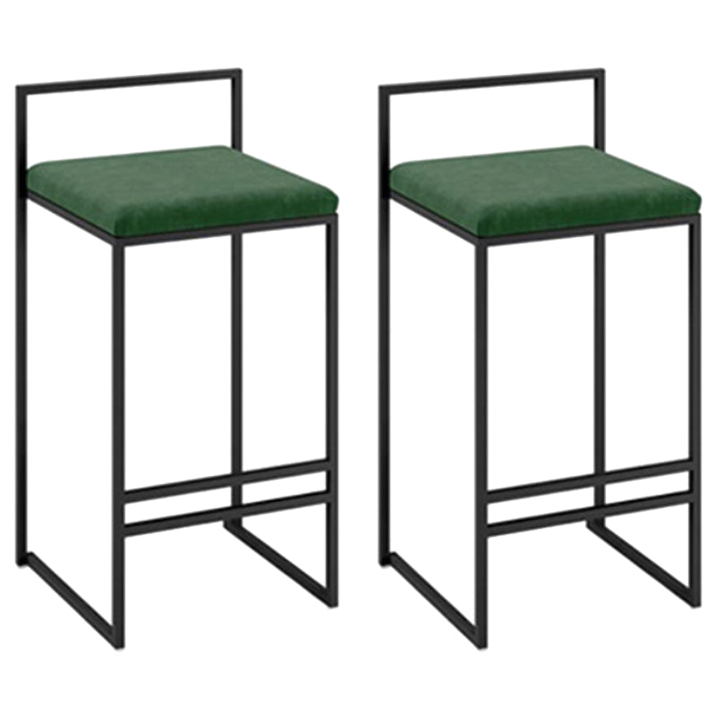 Modern Backrest Armless Counter Stool Iron Cafe Bar Stool with Velvet Cushion and Pedal Green 2 Piece Set Clearhalo 'Bar Furniture' 'Bar Stools' 'bar_stools' 'furn' 'furn_bar_stools' 'Furniture' 'furniture_bar_stools' 'Kitchen & Dining Furniture' 5066826