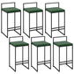 Modern Backrest Armless Counter Stool Iron Cafe Bar Stool with Velvet Cushion and Pedal Green 6 Piece Set Clearhalo 'Bar Furniture' 'Bar Stools' 'bar_stools' 'furn' 'furn_bar_stools' 'Furniture' 'furniture_bar_stools' 'Kitchen & Dining Furniture' 5066830