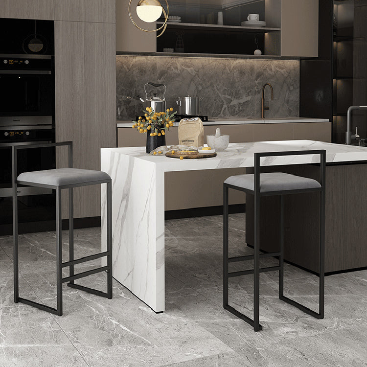 Modern Backrest Armless Counter Stool Iron Cafe Bar Stool with Velvet Cushion and Pedal Clearhalo 'Bar Furniture' 'Bar Stools' 'bar_stools' 'furn' 'furn_bar_stools' 'Furniture' 'furniture_bar_stools' 'Kitchen & Dining Furniture' 5066831