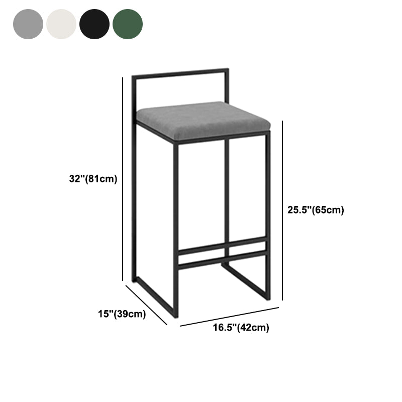 Modern Backrest Armless Counter Stool Iron Cafe Bar Stool with Velvet Cushion and Pedal Clearhalo 'Bar Furniture' 'Bar Stools' 'bar_stools' 'furn' 'furn_bar_stools' 'Furniture' 'furniture_bar_stools' 'Kitchen & Dining Furniture' 5066833