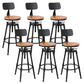 Industrial Bar and Counter Stool Adjustable Height Stool with 4 Black Legs Light Brown 6 Piece Set Low Back Clearhalo 'Bar Furniture' 'Bar Stools' 'bar_stools' 'furn' 'furn_bar_stools' 'Furniture' 'furniture_bar_stools' 'Kitchen & Dining Furniture' 5066840