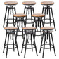 Industrial Bar and Counter Stool Adjustable Height Stool with 4 Black Legs Light Brown 8 Piece Set Backless Clearhalo 'Bar Furniture' 'Bar Stools' 'bar_stools' 'furn' 'furn_bar_stools' 'Furniture' 'furniture_bar_stools' 'Kitchen & Dining Furniture' 5066849