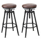 Industrial Bar and Counter Stool Adjustable Height Stool with 4 Black Legs Brown 2 Piece Set Backless Clearhalo 'Bar Furniture' 'Bar Stools' 'bar_stools' 'furn' 'furn_bar_stools' 'Furniture' 'furniture_bar_stools' 'Kitchen & Dining Furniture' 5066851