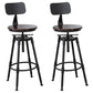 Industrial Bar and Counter Stool Adjustable Height Stool with 4 Black Legs Red Brown 2 Piece Set Low Back Clearhalo 'Bar Furniture' 'Bar Stools' 'bar_stools' 'furn' 'furn_bar_stools' 'Furniture' 'furniture_bar_stools' 'Kitchen & Dining Furniture' 5066855