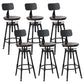 Industrial Bar and Counter Stool Adjustable Height Stool with 4 Black Legs Red Brown 6 Piece Set Low Back Clearhalo 'Bar Furniture' 'Bar Stools' 'bar_stools' 'furn' 'furn_bar_stools' 'Furniture' 'furniture_bar_stools' 'Kitchen & Dining Furniture' 5066857