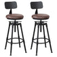 Industrial Bar and Counter Stool Adjustable Height Stool with 4 Black Legs Brown 2 Piece Set Low Back Clearhalo 'Bar Furniture' 'Bar Stools' 'bar_stools' 'furn' 'furn_bar_stools' 'Furniture' 'furniture_bar_stools' 'Kitchen & Dining Furniture' 5066859