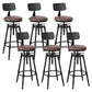 Industrial Bar and Counter Stool Adjustable Height Stool with 4 Black Legs Brown 6 Piece Set Low Back Clearhalo 'Bar Furniture' 'Bar Stools' 'bar_stools' 'furn' 'furn_bar_stools' 'Furniture' 'furniture_bar_stools' 'Kitchen & Dining Furniture' 5066861