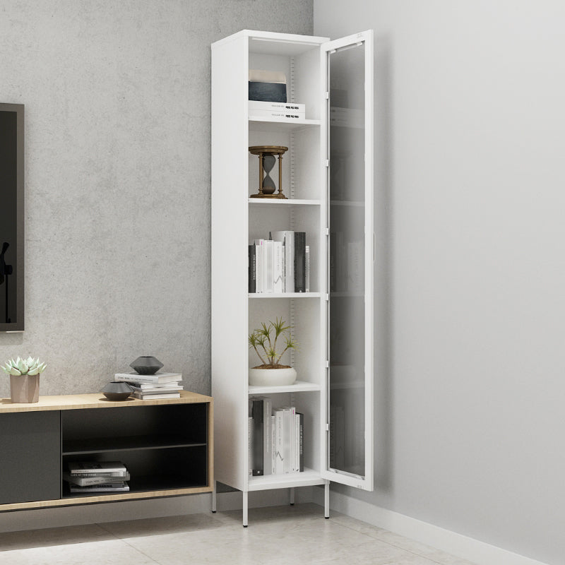 Scandinavian Standard Bookcase Metal Closed Back Bookshelf with Door Clearhalo 'Bookcases' 'furn' 'furn_bookcases' 'Furniture' 'furniture_bookcases' 'Office Furniture' 5066901