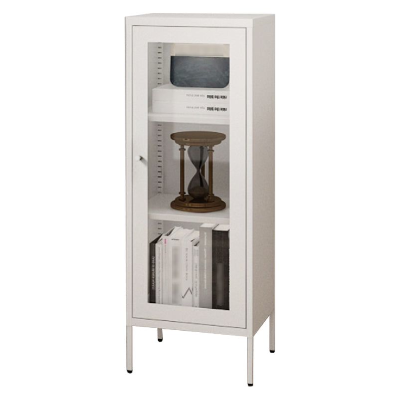 Scandinavian Standard Bookcase Metal Closed Back Bookshelf with Door 16"L x 16"W x 40"H White Clearhalo 'Bookcases' 'furn' 'furn_bookcases' 'Furniture' 'furniture_bookcases' 'Office Furniture' 5066902