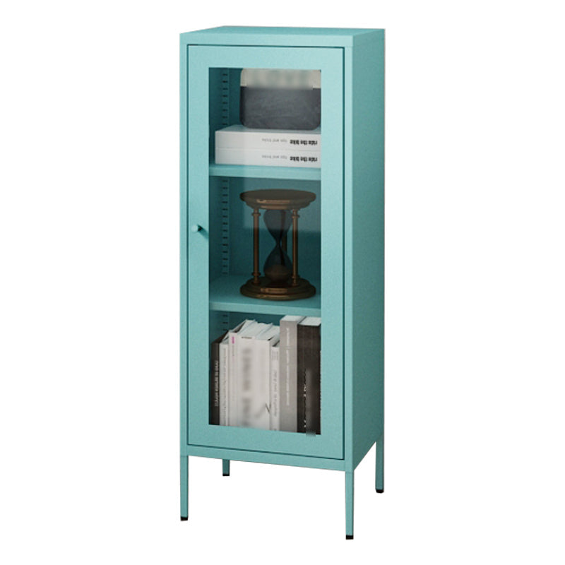 Scandinavian Standard Bookcase Metal Closed Back Bookshelf with Door 16"L x 16"W x 40"H Blue Clearhalo 'Bookcases' 'furn' 'furn_bookcases' 'Furniture' 'furniture_bookcases' 'Office Furniture' 5066905
