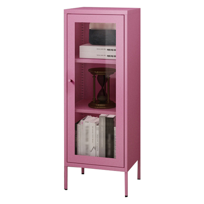 Scandinavian Standard Bookcase Metal Closed Back Bookshelf with Door 16"L x 16"W x 40"H Purple Clearhalo 'Bookcases' 'furn' 'furn_bookcases' 'Furniture' 'furniture_bookcases' 'Office Furniture' 5066907