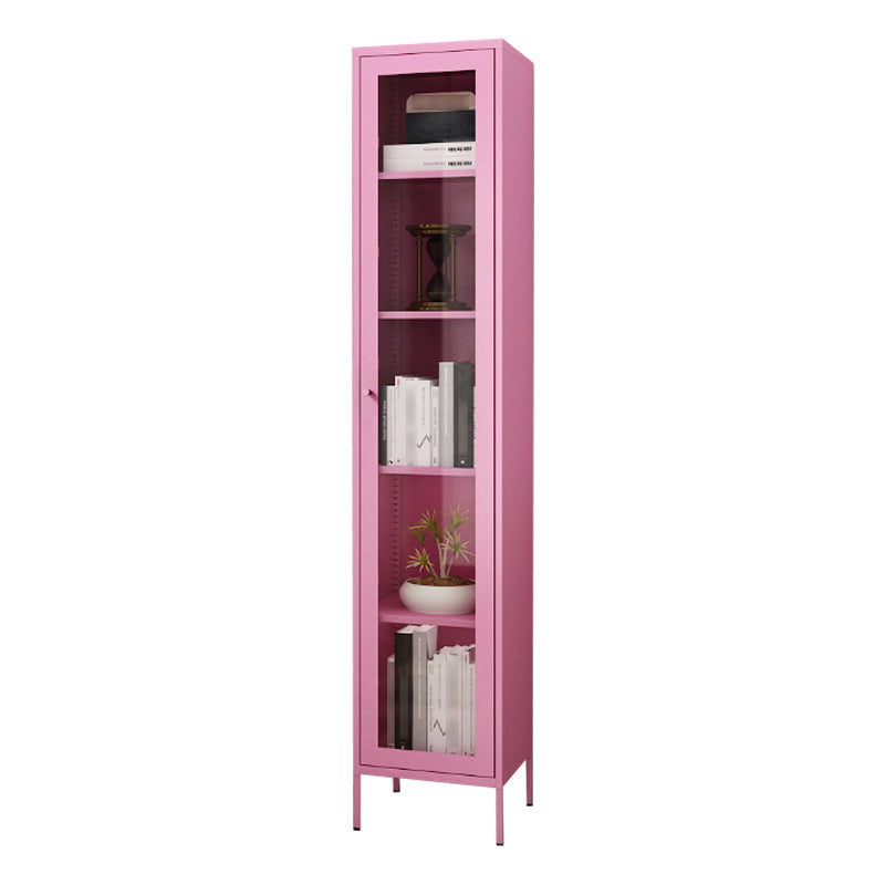 Scandinavian Standard Bookcase Metal Closed Back Bookshelf with Door 14"L x 12"W x 71"H Purple Clearhalo 'Bookcases' 'furn' 'furn_bookcases' 'Furniture' 'furniture_bookcases' 'Office Furniture' 5066915
