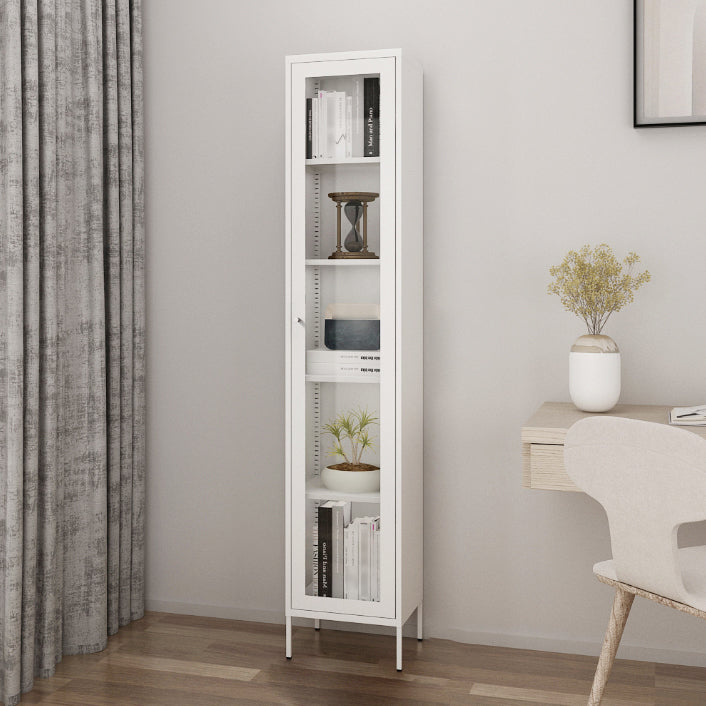 Scandinavian Standard Bookcase Metal Closed Back Bookshelf with Door Clearhalo 'Bookcases' 'furn' 'furn_bookcases' 'Furniture' 'furniture_bookcases' 'Office Furniture' 5066917