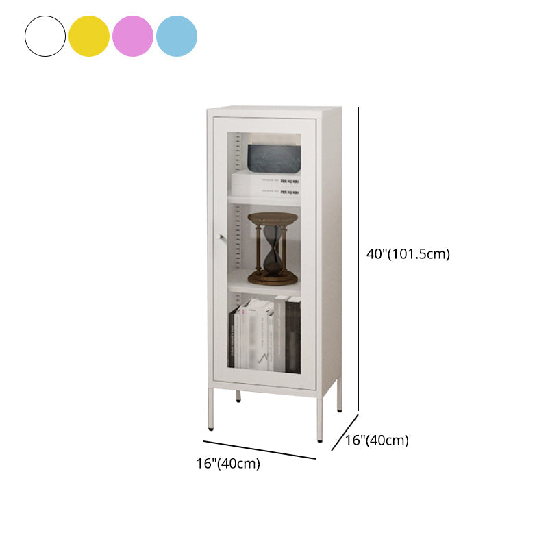 Scandinavian Standard Bookcase Metal Closed Back Bookshelf with Door Clearhalo 'Bookcases' 'furn' 'furn_bookcases' 'Furniture' 'furniture_bookcases' 'Office Furniture' 5066918