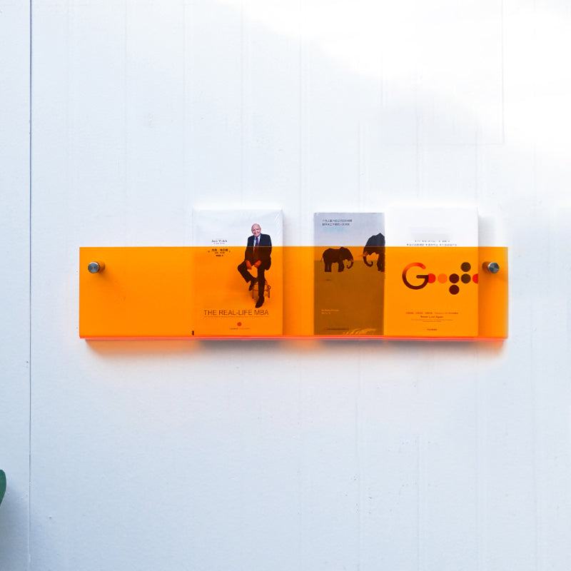 Scandinavian Floating Bookcase Acrylic Closed Back Bookshelf Orange Clearhalo 'Bookcases' 'furn' 'furn_bookcases' 'Furniture' 'furniture_bookcases' 'Office Furniture' 5066922