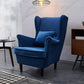 Tufted Back Wingback Chair Rolled Arms Accent Chair, 37.80" W √ó 32.28" L √ó 39.76" H Blue Clearhalo 'Accent Chairs' 'accent_chairs' 'Chairs & Seating' 'furn' 'furn_accent_chairs' 'Furniture' 'furniture_accent_chairs' 'Living Room Furniture' 5072153