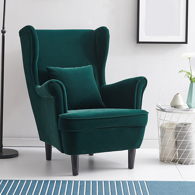 Tufted Back Wingback Chair Rolled Arms Accent Chair, 37.80" W √ó 32.28" L √ó 39.76" H Blackish Green Clearhalo 'Accent Chairs' 'accent_chairs' 'Chairs & Seating' 'furn' 'furn_accent_chairs' 'Furniture' 'furniture_accent_chairs' 'Living Room Furniture' 5072154