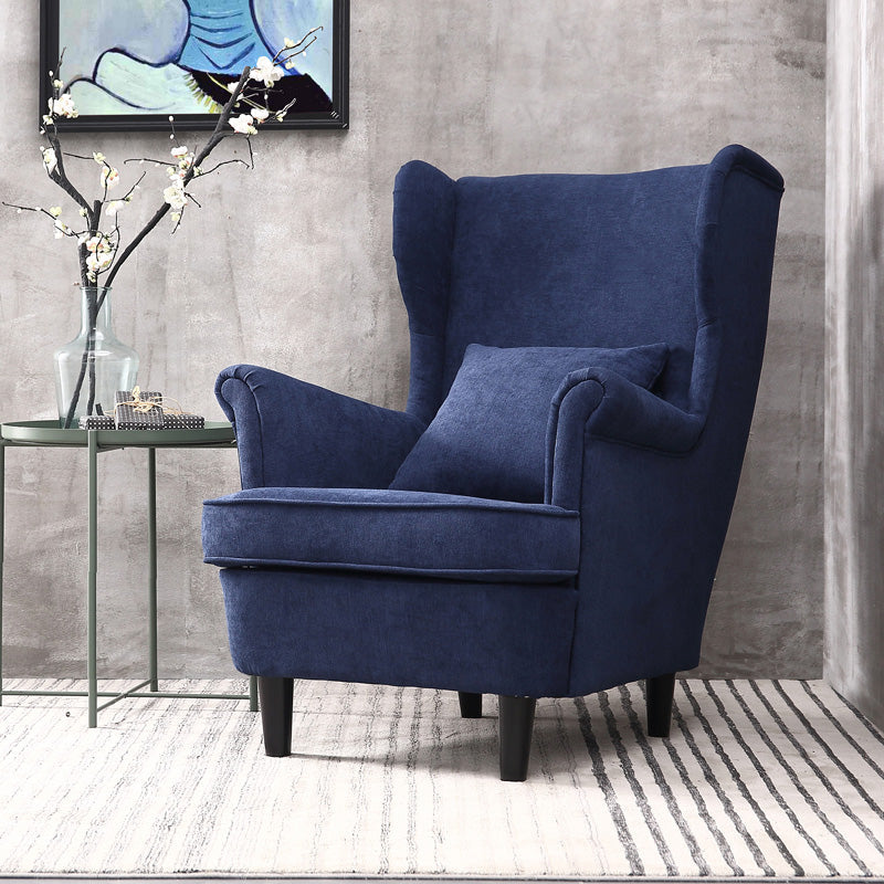 Tufted Back Wingback Chair Rolled Arms Accent Chair, 37.80" W √ó 32.28" L √ó 39.76" H Dark Blue Clearhalo 'Accent Chairs' 'accent_chairs' 'Chairs & Seating' 'furn' 'furn_accent_chairs' 'Furniture' 'furniture_accent_chairs' 'Living Room Furniture' 5072156
