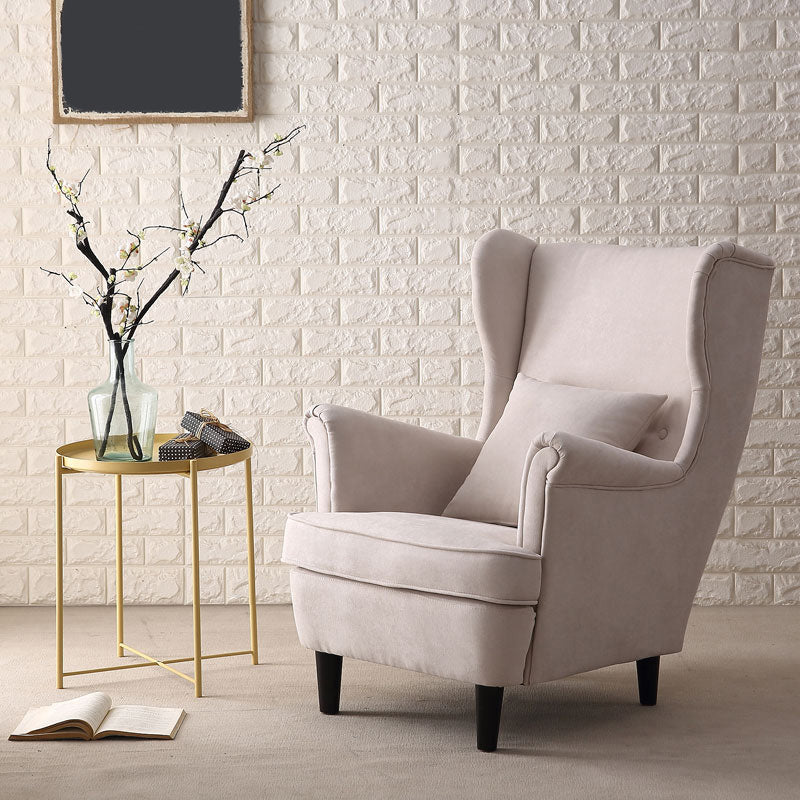 Tufted Back Wingback Chair Rolled Arms Accent Chair, 37.80" W √ó 32.28" L √ó 39.76" H Light Gray Clearhalo 'Accent Chairs' 'accent_chairs' 'Chairs & Seating' 'furn' 'furn_accent_chairs' 'Furniture' 'furniture_accent_chairs' 'Living Room Furniture' 5072157