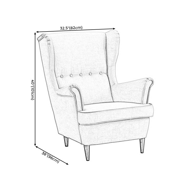 Tufted Back Wingback Chair Rolled Arms Accent Chair, 37.80" W √ó 32.28" L √ó 39.76" H Clearhalo 'Accent Chairs' 'accent_chairs' 'Chairs & Seating' 'furn' 'furn_accent_chairs' 'Furniture' 'furniture_accent_chairs' 'Living Room Furniture' 5072160