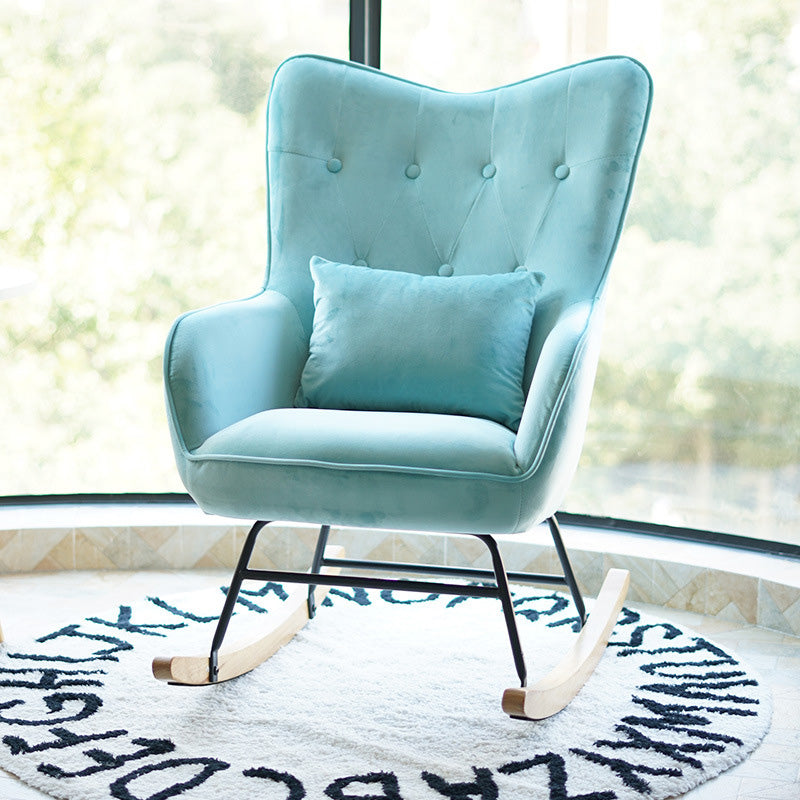 25.9"Wide Wingback Chair with Sled Base Tufted Back Arm Chair Sky Blue Clearhalo 'Accent Chairs' 'accent_chairs' 'Chairs & Seating' 'Furniture' 'furniture_accent_chairs' 'Living Room Furniture' 5072205