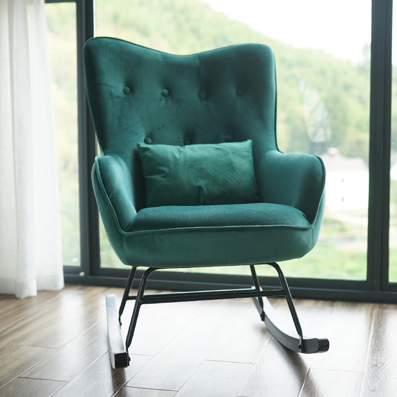 25.9"Wide Wingback Chair with Sled Base Tufted Back Arm Chair Green Clearhalo 'Accent Chairs' 'accent_chairs' 'Chairs & Seating' 'Furniture' 'furniture_accent_chairs' 'Living Room Furniture' 5072212