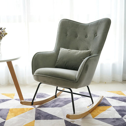 25.9"Wide Wingback Chair with Sled Base Tufted Back Arm Chair Silver Gray Clearhalo 'Accent Chairs' 'accent_chairs' 'Chairs & Seating' 'Furniture' 'furniture_accent_chairs' 'Living Room Furniture' 5072215