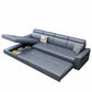 113.39" W x 64.96" D x 35.43" H Sleeper Sofa & Chaise Faux Leather Sewn Pillow Back Sofa Dark Blue Left Clearhalo 'furn' 'furn_sectionals' 'Furniture' 'furniture_sectionals' 'Living Room Furniture' 'Sectionals' 5072240