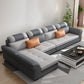 Flared Arms 4-Seater Sectional with Pillow Back Cushions for Apartment Dark Gray-Black Clearhalo 'furn' 'furn_sectionals' 'Furniture' 'furniture_sectionals' 'Living Room Furniture' 'Sectionals' 5072282