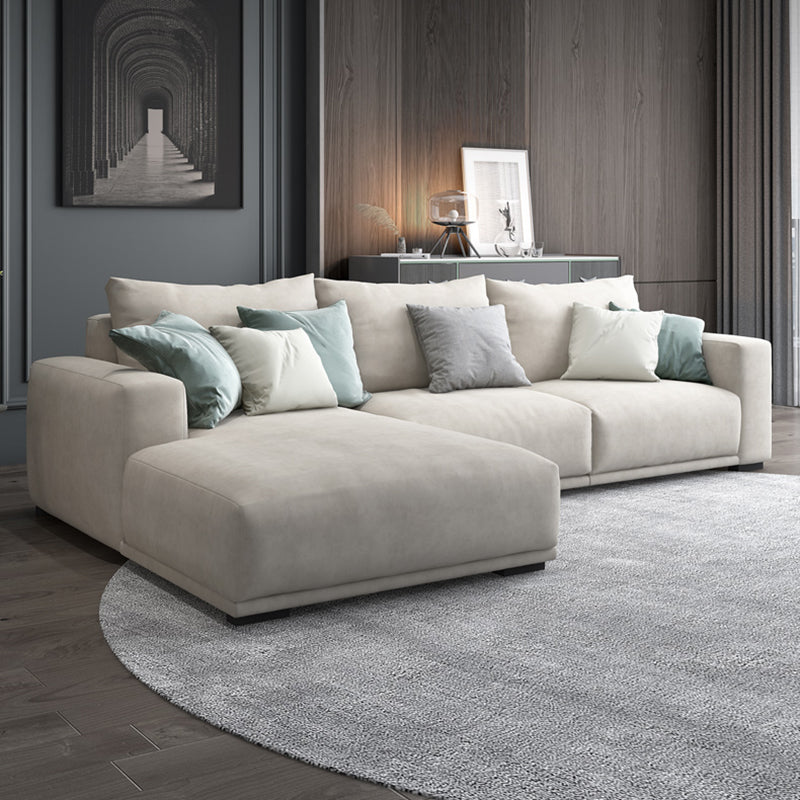 Modernism Cushions Sofa & Chaise 33.46" H Faux Leather Loose Back Sofa in White 126"L x 67"W x 33.5"H Sponge Clearhalo 'furn' 'furn_sectionals' 'Furniture' 'furniture_sectionals' 'Living Room Furniture' 'Sectionals' 5072287