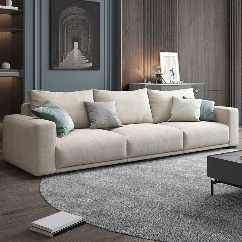 Modernism Cushions Sofa & Chaise 33.46" H Faux Leather Loose Back Sofa in White 126"L x 39"W x 33.5"H Clearhalo 'furn' 'furn_sectionals' 'Furniture' 'furniture_sectionals' 'Living Room Furniture' 'Sectionals' 5072288