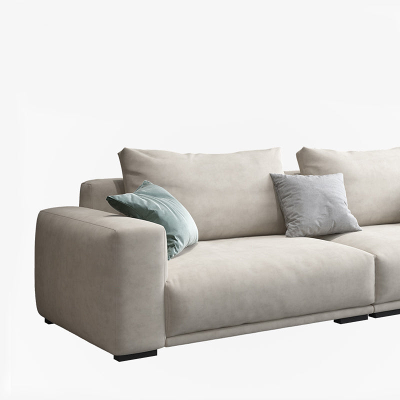 Modernism Cushions Sofa & Chaise 33.46" H Faux Leather Loose Back Sofa in White Clearhalo 'furn' 'furn_sectionals' 'Furniture' 'furniture_sectionals' 'Living Room Furniture' 'Sectionals' 5072291